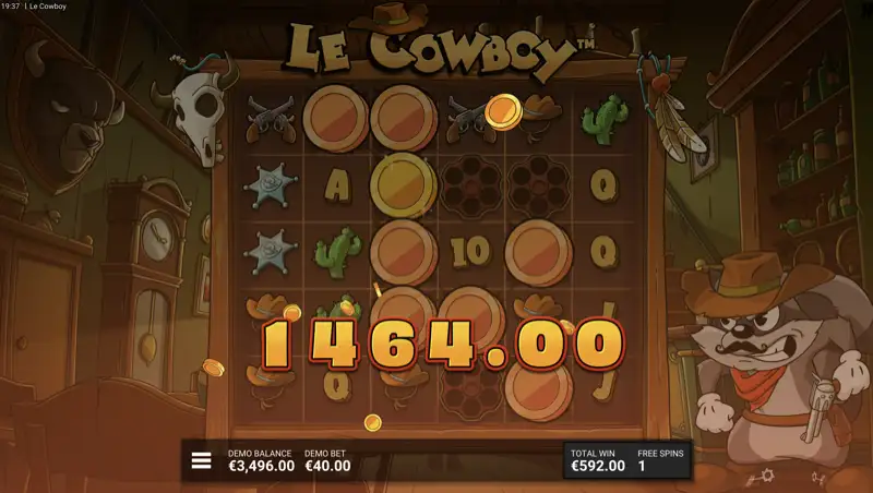 Le Cowboy myntsymboler med guldfärgade cowboys och höga värden
