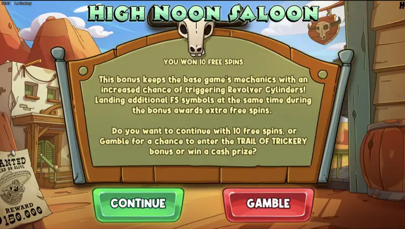Le Cowboy High Noon Saloon med 10 gratissnurr och förbättrade vinster