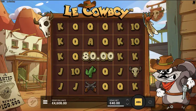 Le Cowboy Revolver Reveals wild-funktion med revolvertrumma som avslöjar symboler